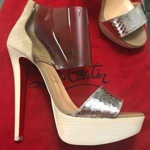 Christian Louboutin Silver & Clear Dufoura Sandals